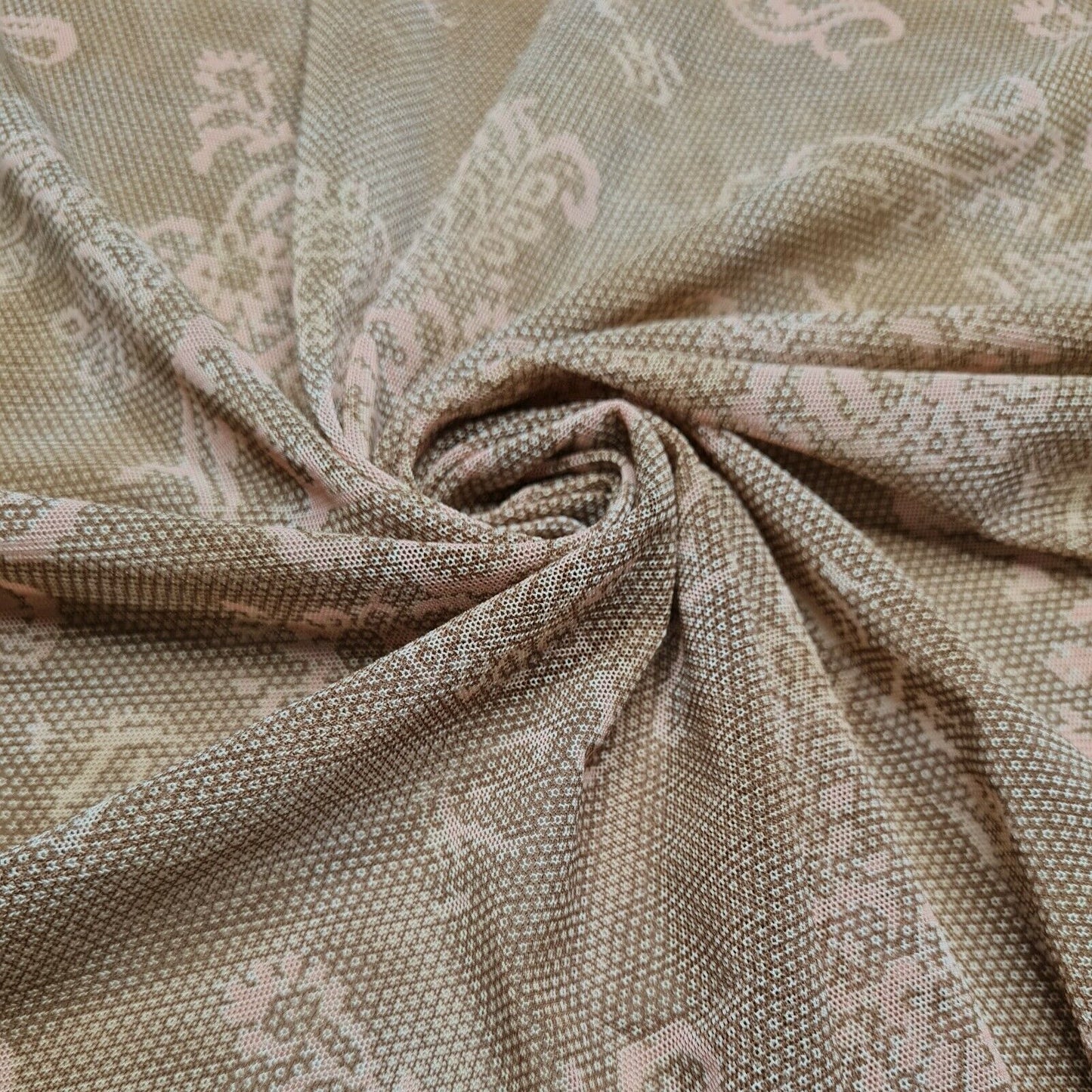 Mesh Tulle Fabric Stretch Blue And Light Brown Colours 59" Wide