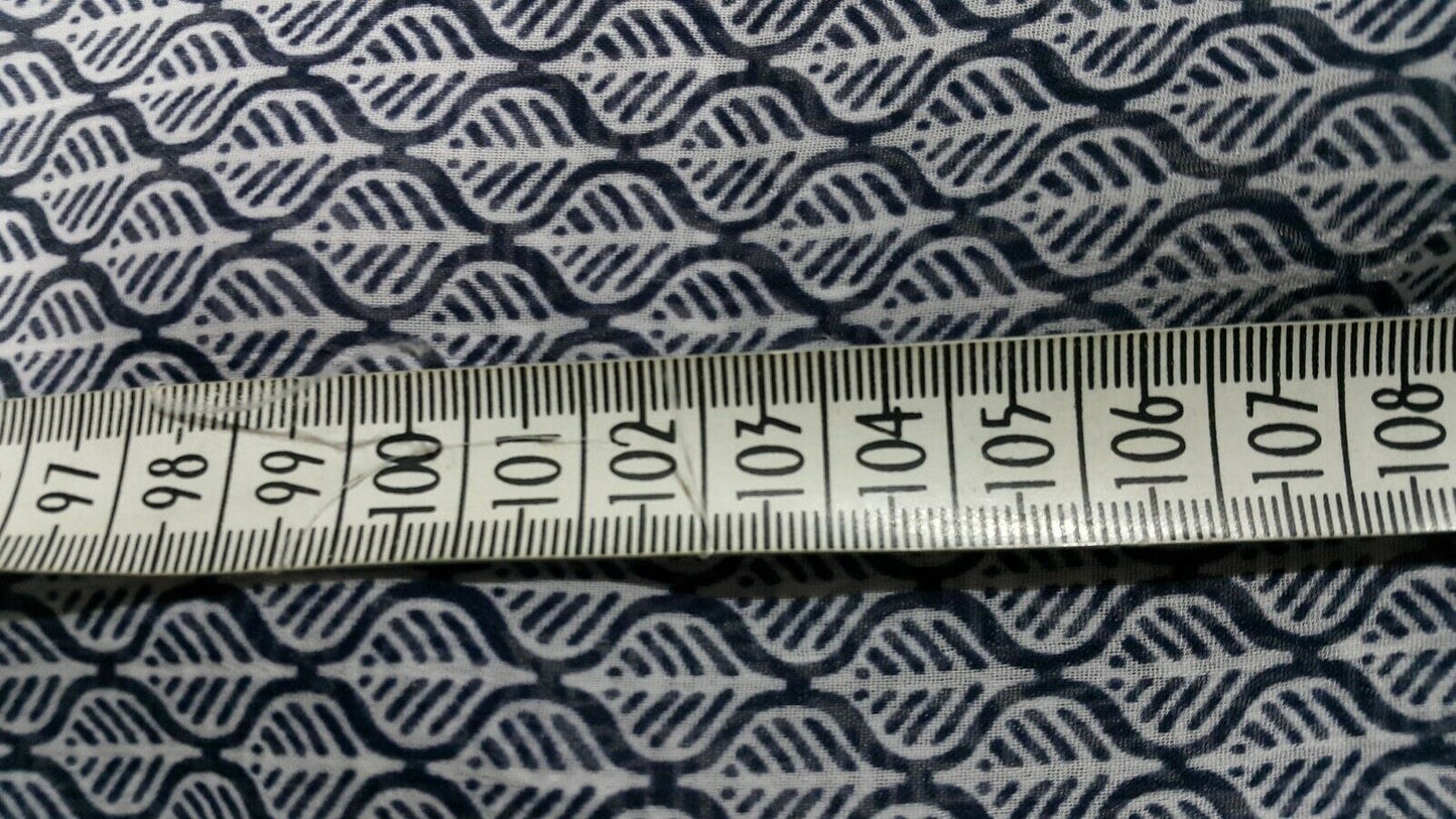 CHIFFON FABRIC BLUE PRINTED WHITE -SOLD BY The Meter