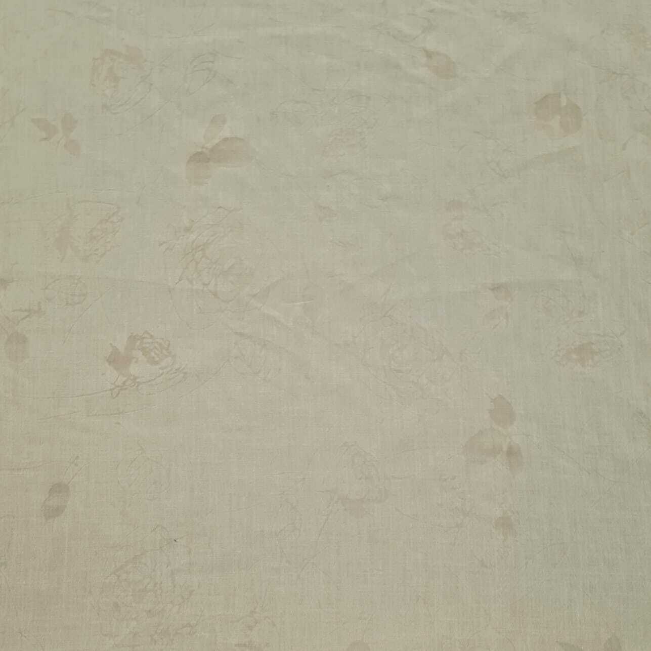 Burnout Beige Polycotton Fabric Floral 55" Wide