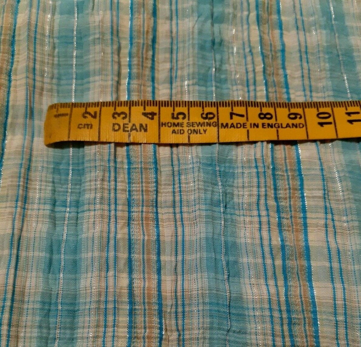 CHECKED AND CRINCKLED POLYCOTTON LUREX FABRIC - SOLD BY THE METRE