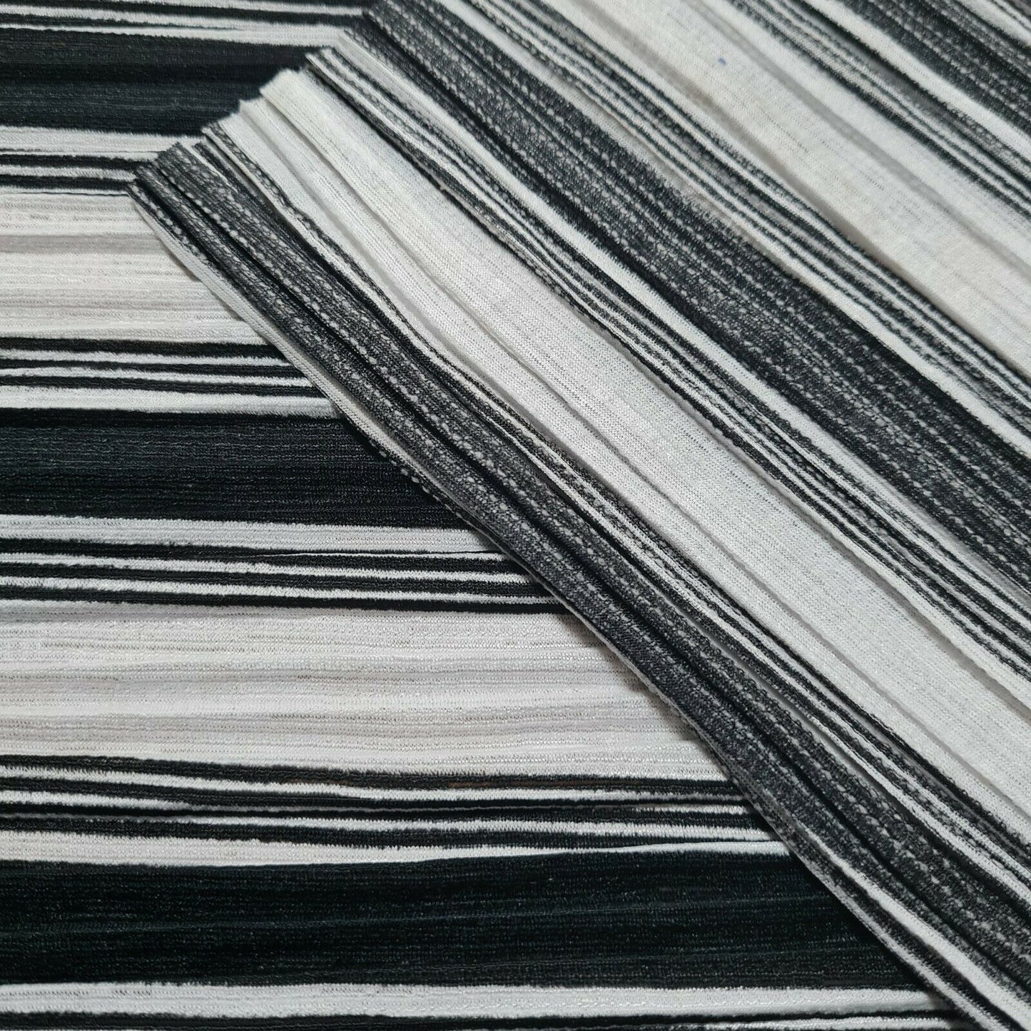 Pleated Fabric Black & White Striped Colour Sold By The Metre