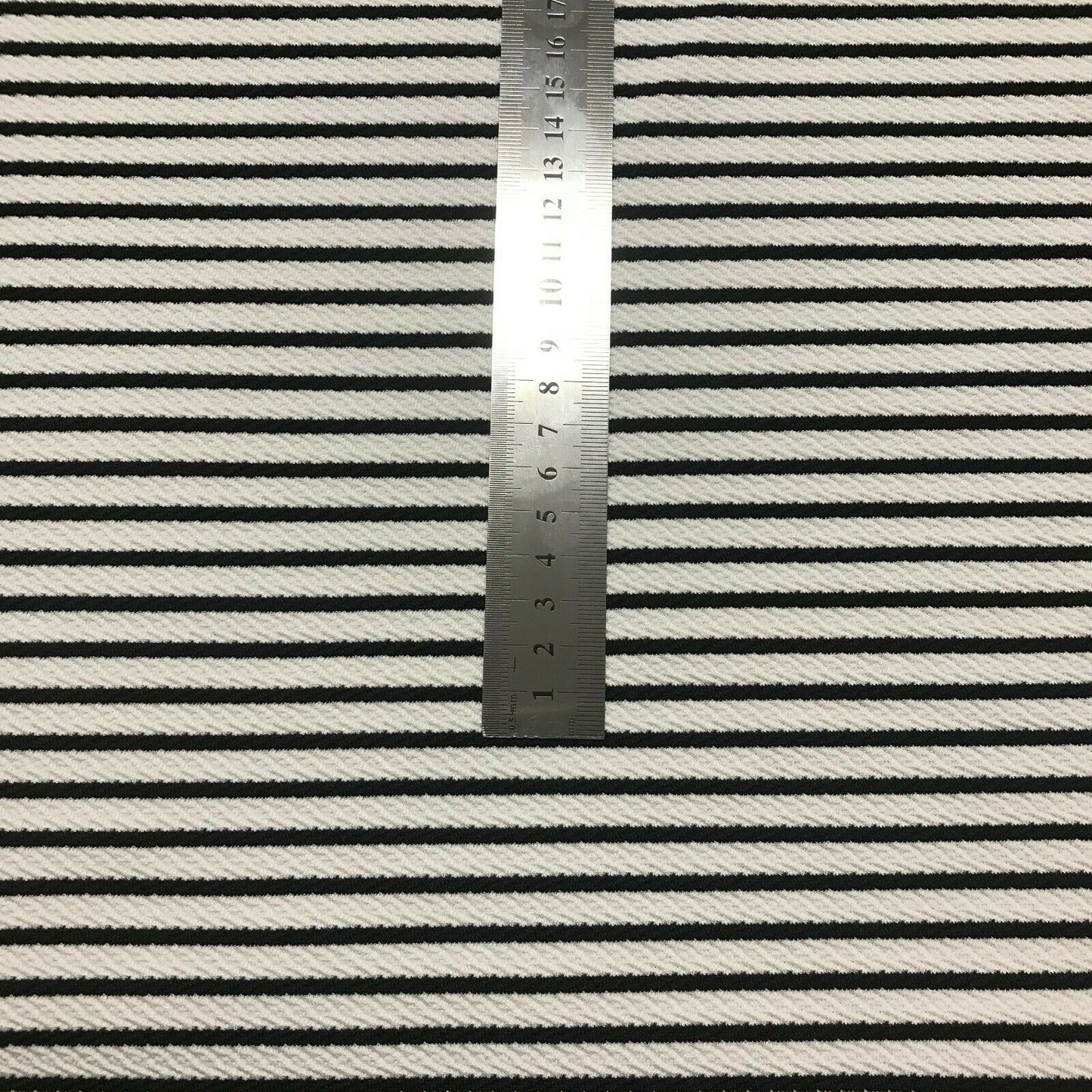 LIVERPOOL JERSEY FABRIC WHITE AND BLACK STRIPED SOLD BY METRE A1-215