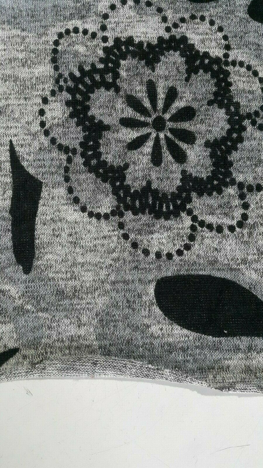 KNIT JERSEY FABRIC FLORAL PRINTED BORDER BLACK AND GREY-SOLD BY THE METER