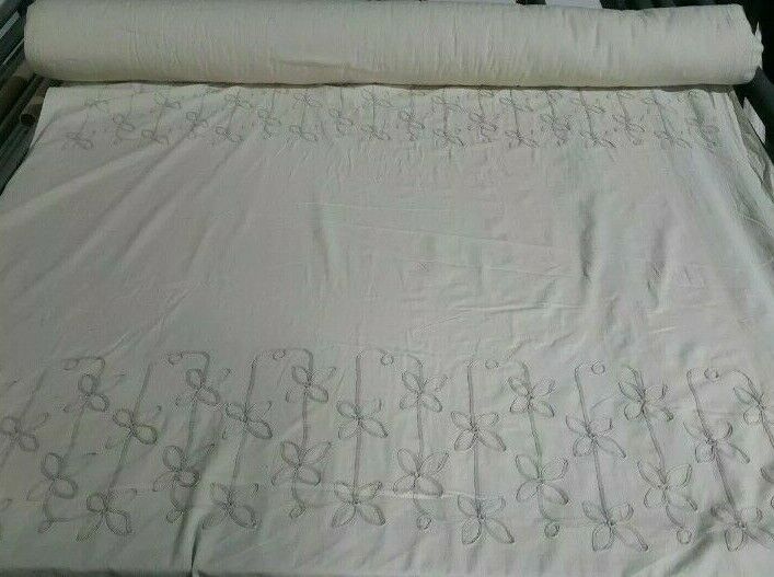 COTTON FABRIC FLORAL EMBROIDERED BORDER - SOLD BY THE PATTERN (85 CM)