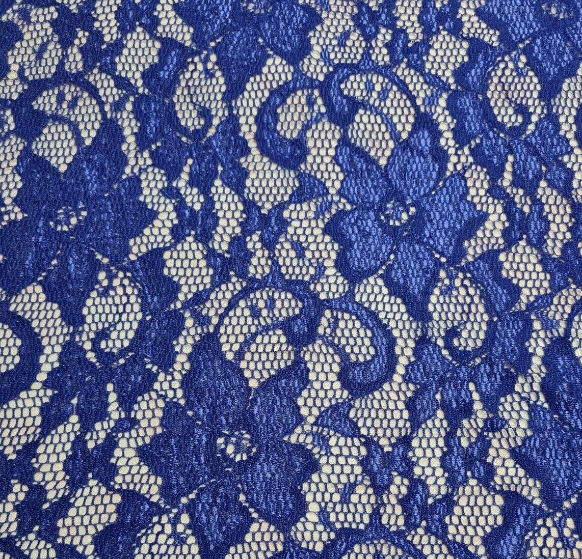 Floral Lace Fabr Royal Blue Colour 2 Way Stretch 55" Wide