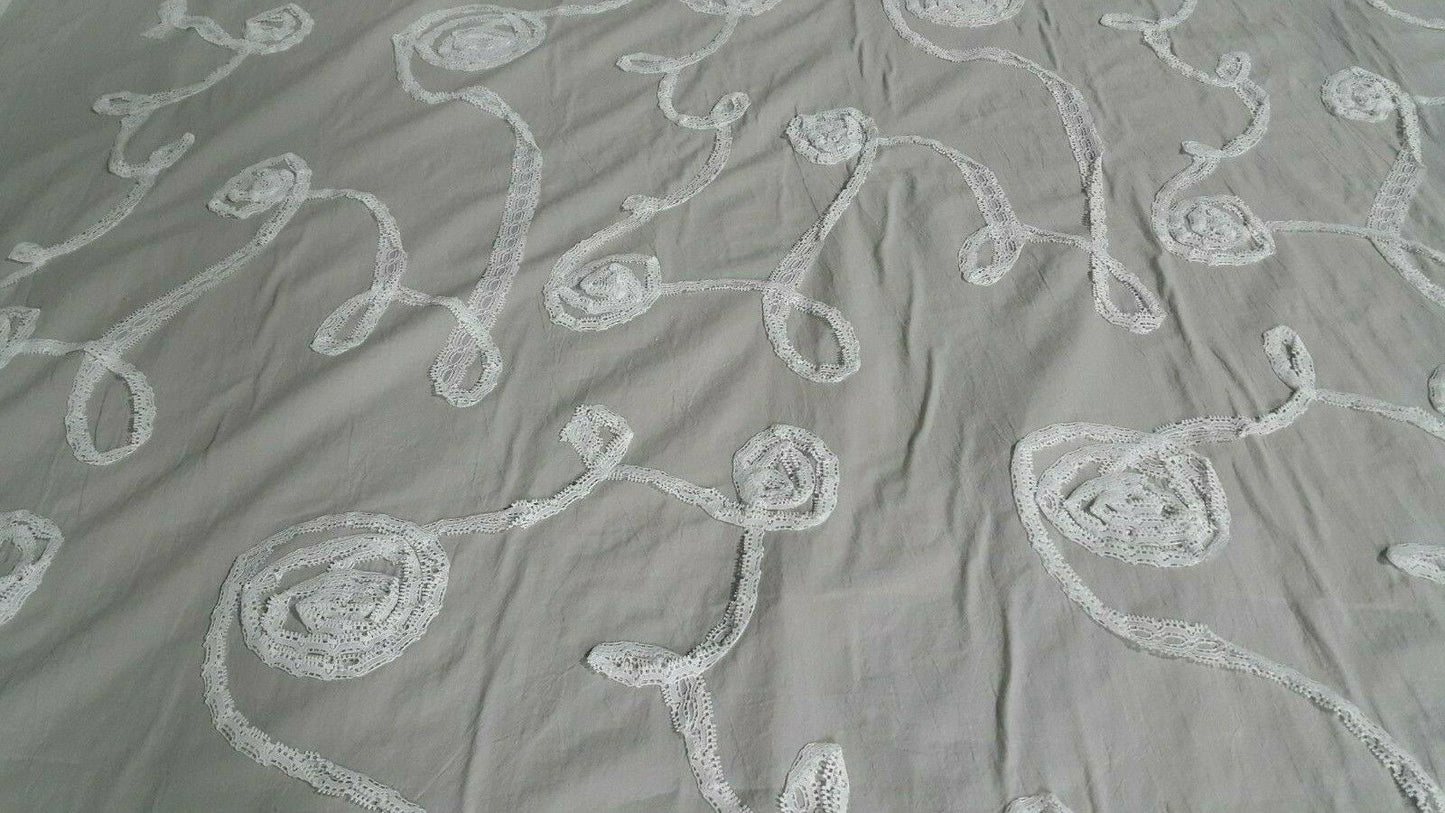 COTTON VOILE FABRIC 3D LACE SEWED EMBROIDERED-SOLD BY THE METRE