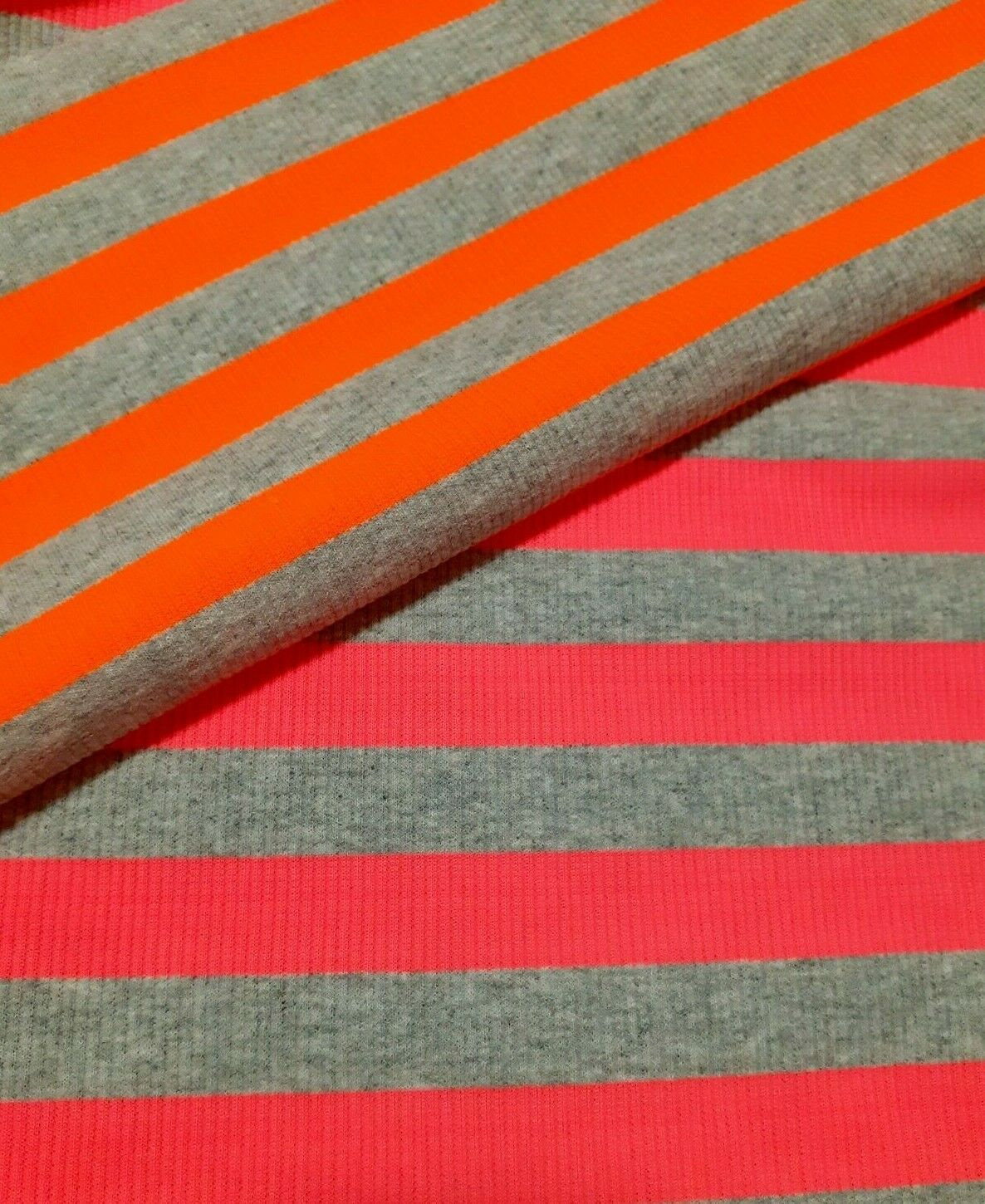 RIB JERSEY FABRIC NEON STRIPED STRETCH- SOLD BY THE METRE