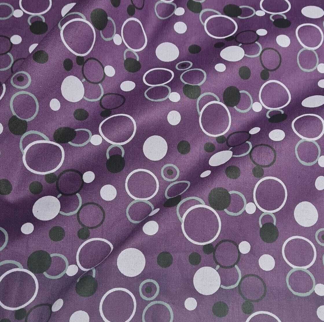 Cotton Popline Fabric Circle Printed Purple Colour 55" Wide