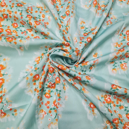 Silky Satin Fabric Floral Printed 55" Wide Sold By Metre