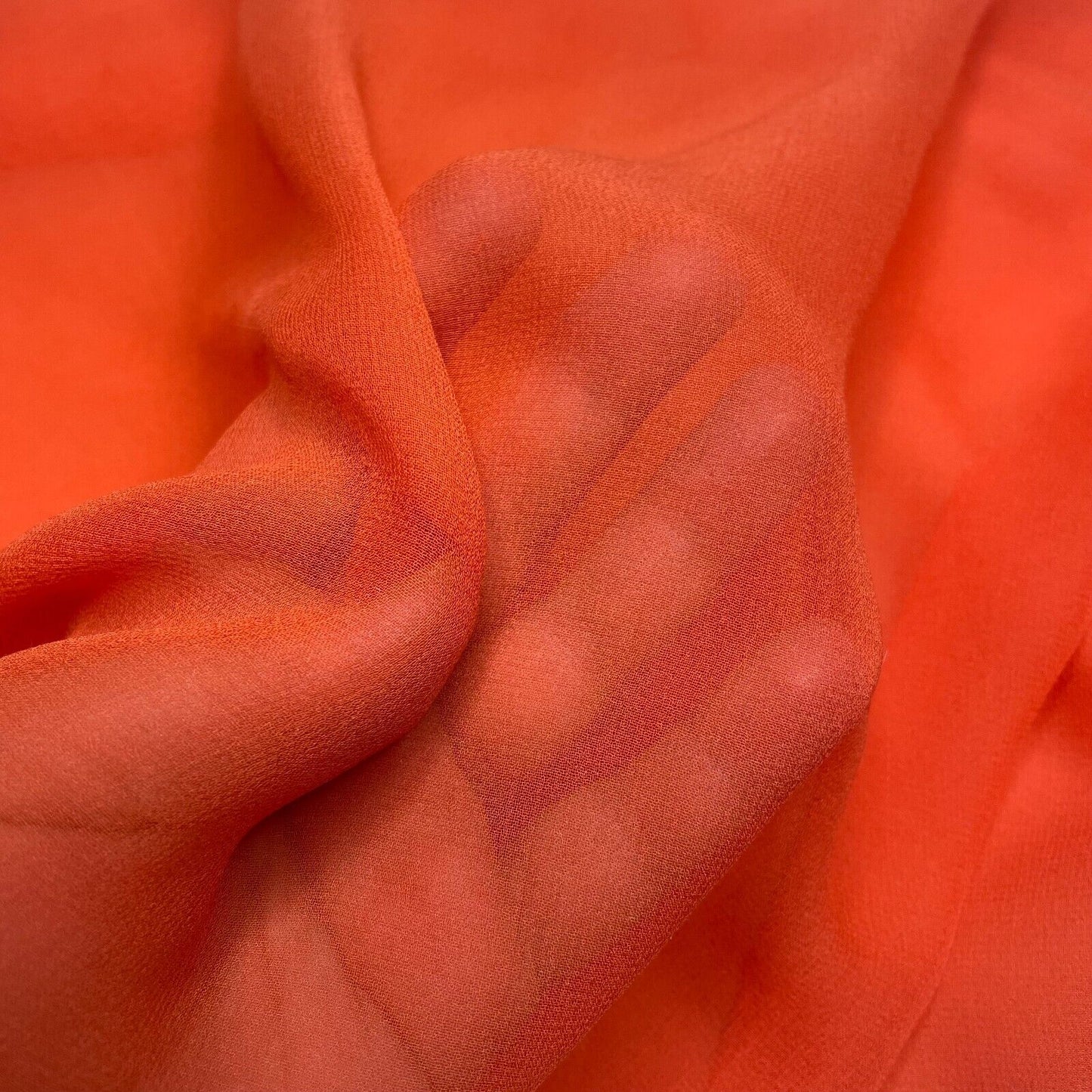 Pure Silk Chiffon Fabric Orange Colour 51" Wide Sold ByMetre