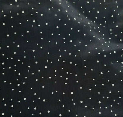 Silky Crepe Fabric White Spotted Black Colour 55" Wide Sold By Metre