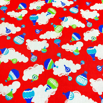 Cotton Fabric Clouds Baloons Printed Red Colour 55" Wide Non-stretch