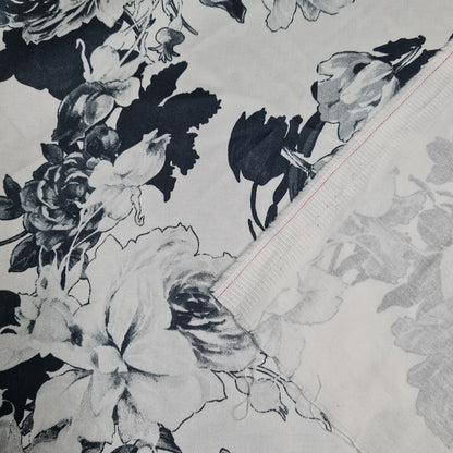 Cotton Satin Fabric Floral Printed 55'' Wide 2 Way Stretch By The Metre