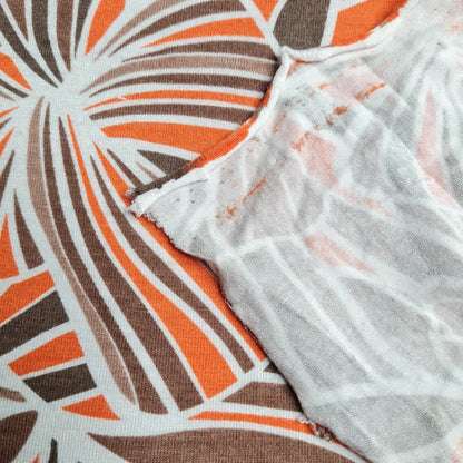 Viscose Jersey Fabric Orange And Brown Floral Printed 4 Way Stretch 55" Wide