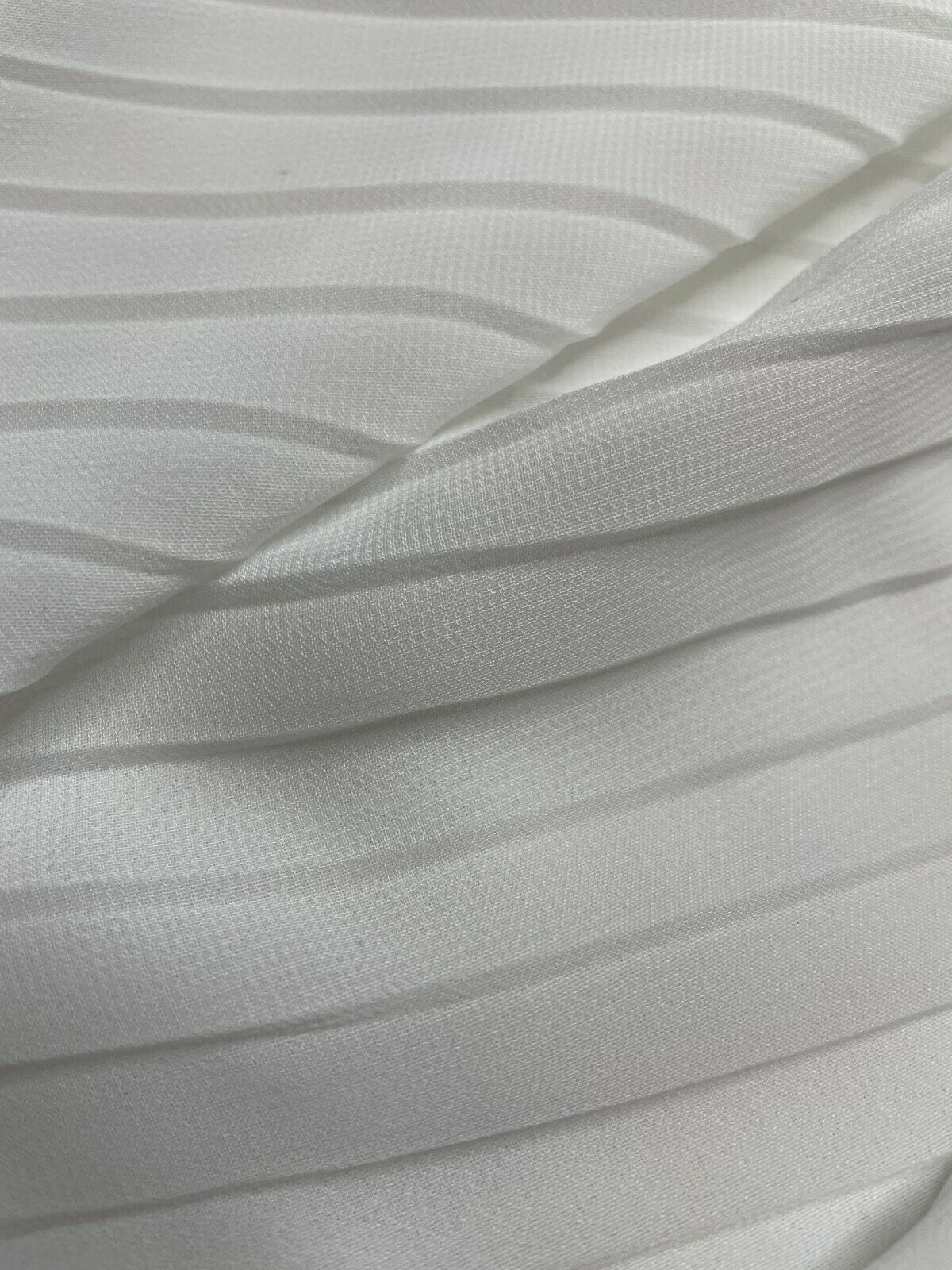 Pleated Chiffon Fabric Off White Colour 55" Wide By The Metre