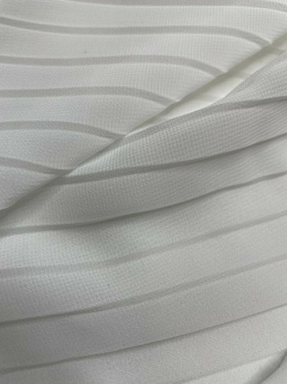 Pleated Chiffon Fabric Off White Colour 55" Wide By The Metre