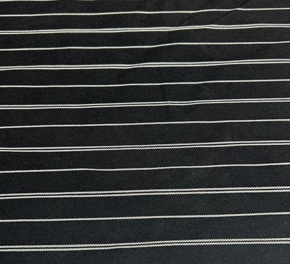 Bengaline Fabric Black White Striped 2-Way Stretch 55'' Wide Sold By The Metre