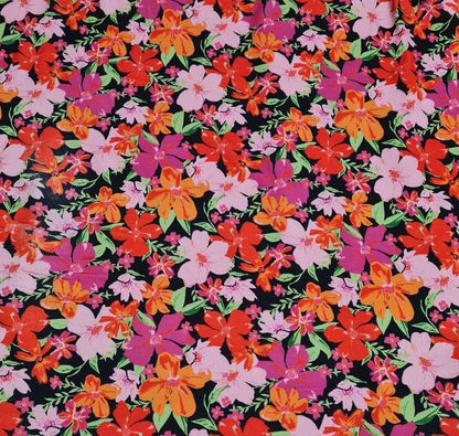 Jersey Fabric Abstract And Floral Printed 4 Way Stretch 55" Wide