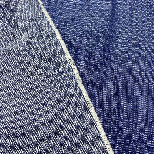 Cotton Denim Fabric Thin And Soft Herringbone Blue 55" Wide 190 gsm
