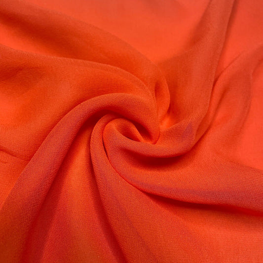Pure Silk Chiffon Fabric Orange Colour 51" Wide Sold ByMetre