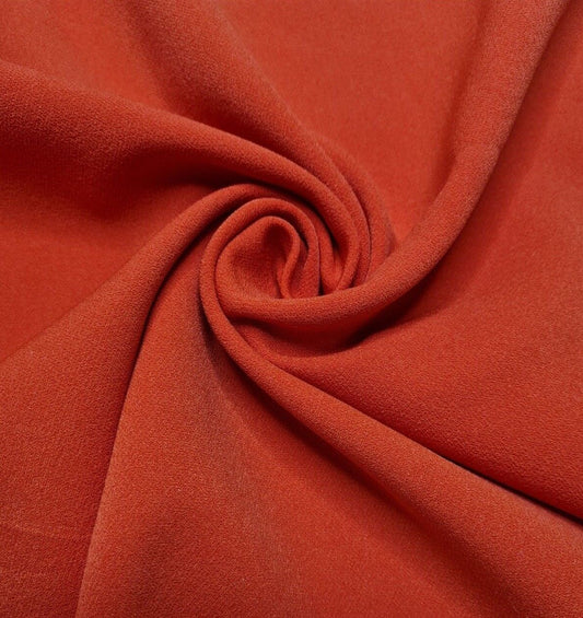 Woven Crepe Fabric Coral Red Dressmaking 4 Way Stretch 55" Wide Sold By Metre