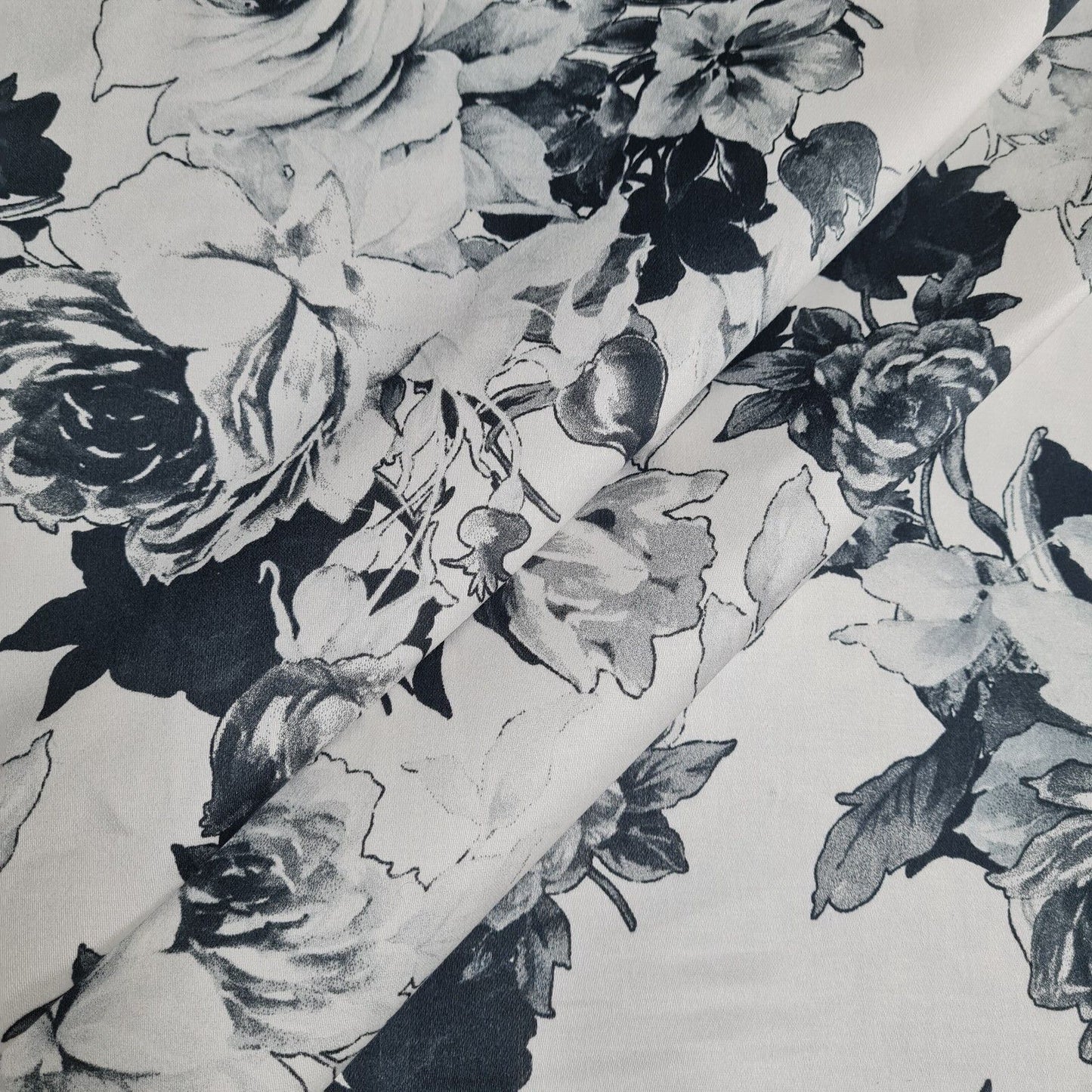 Cotton Satin Fabric Floral Printed 55'' Wide 2 Way Stretch By The Metre