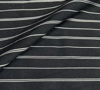 Bengaline Fabric Black White Striped 2-Way Stretch 55'' Wide Sold By The Metre