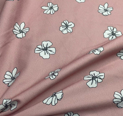 Woven Dressmaking Fabric Floral And Spotted Printed 55" Wide