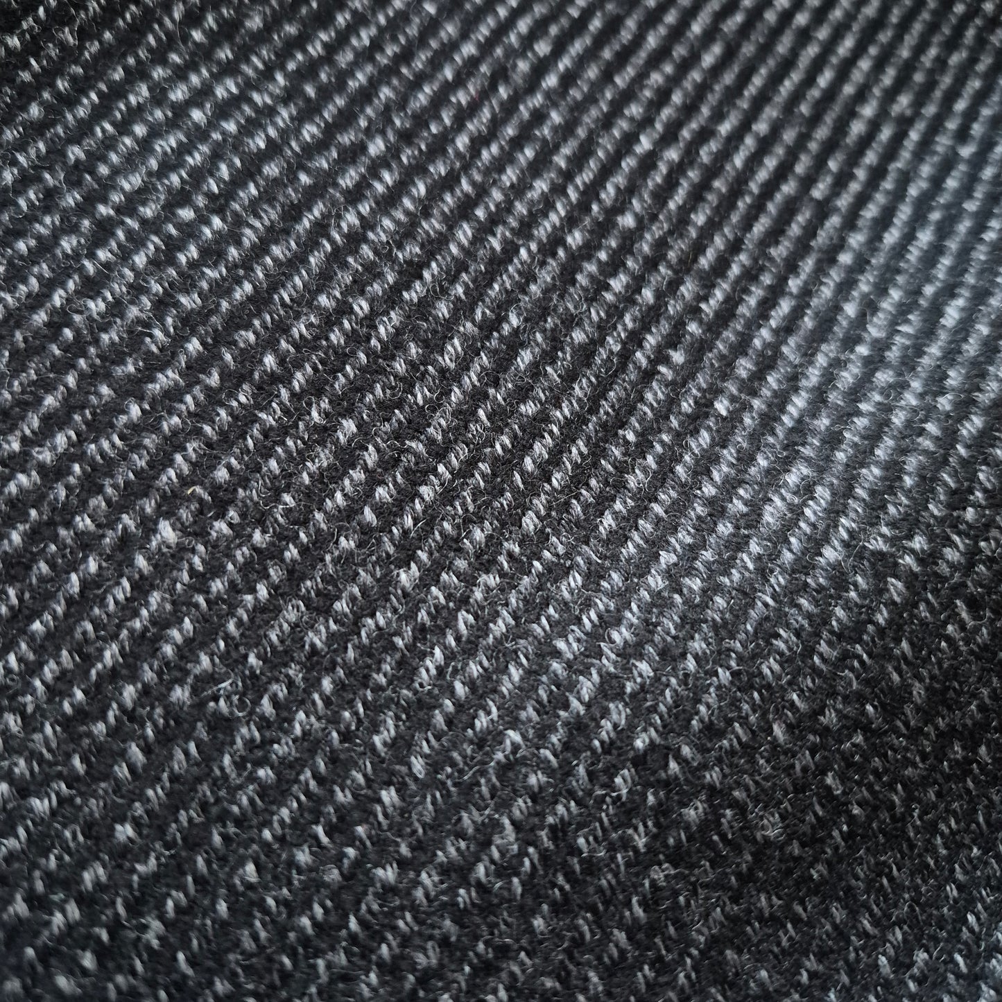 Wool Cashmere Tweed Fabric Black And Grey Diagonal Twill