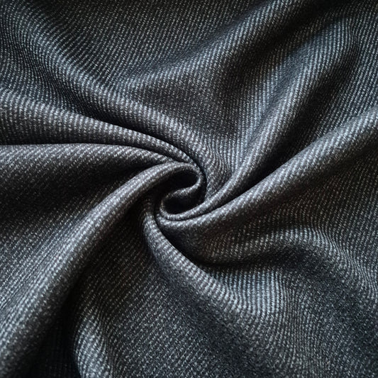 Wool Cashmere Tweed Fabric Black And Grey Diagonal Twill