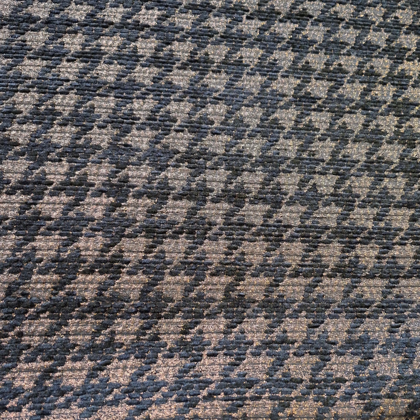 Houndstooth  Crowbar Pattern Fabric Black and Copper Lurex  55"wide