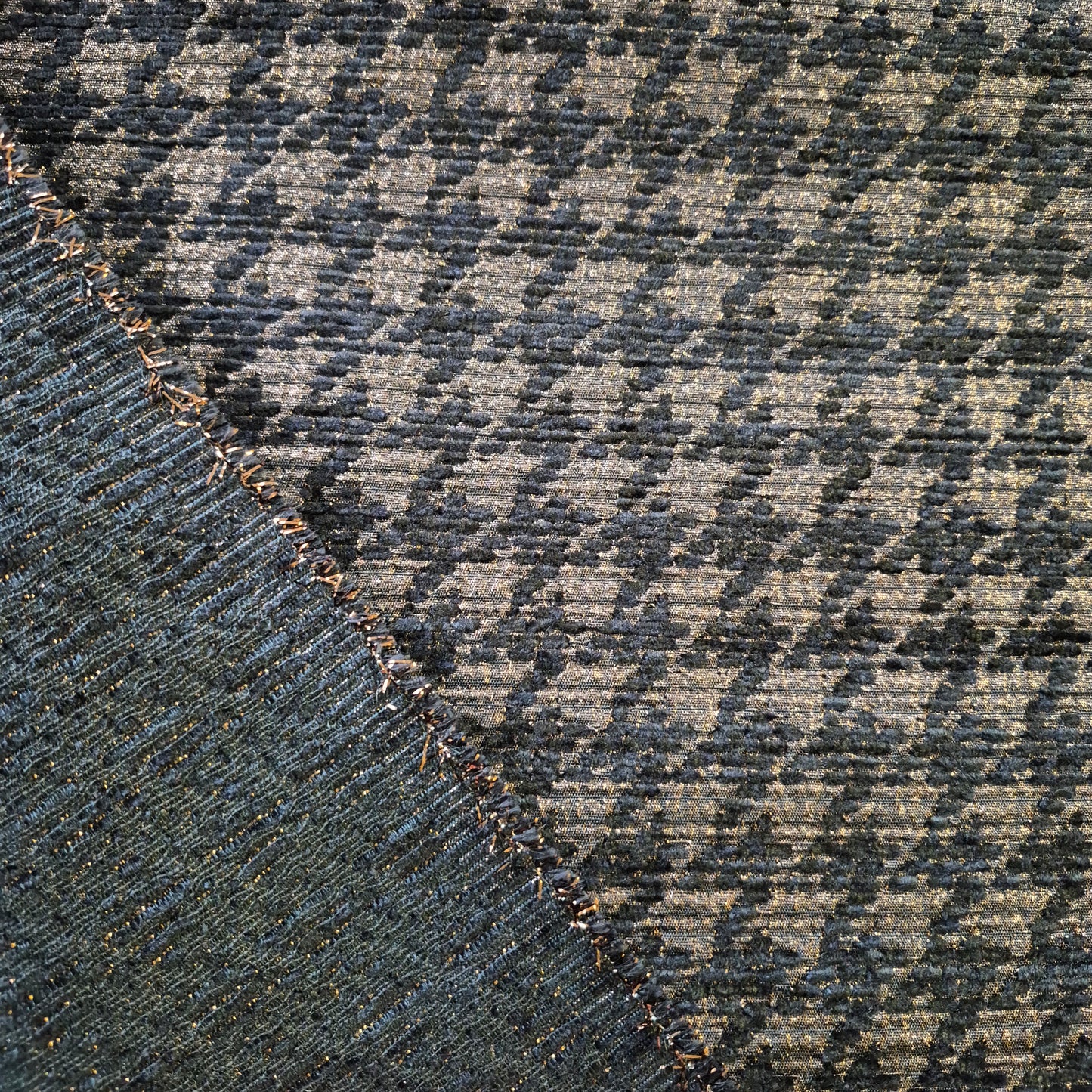 Houndstooth  Crowbar Pattern Fabric Black and Copper Lurex  55"wide