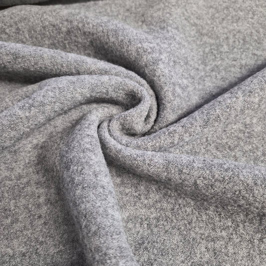 Italian Chunky Knit 100% Boiled Wool Light Grey Fabric 51" Wide (By the Metre)