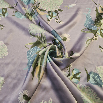 Pure Silk Organza And Satin  Fabric Floral Printed 51" Wide Sold By Metre