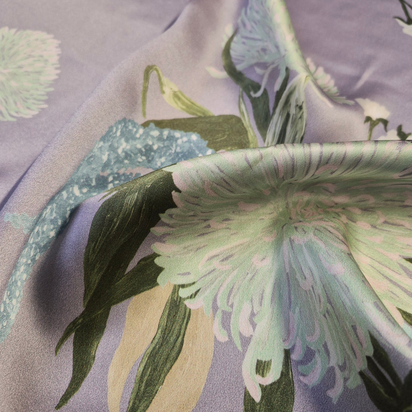 Pure Silk Organza And Satin  Fabric Floral Printed 51" Wide Sold By Metre