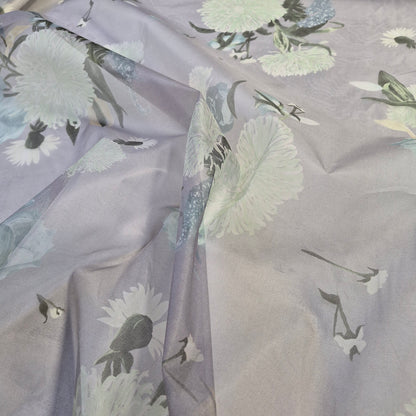 Pure Silk Organza And Satin  Fabric Floral Printed 51" Wide Sold By Metre