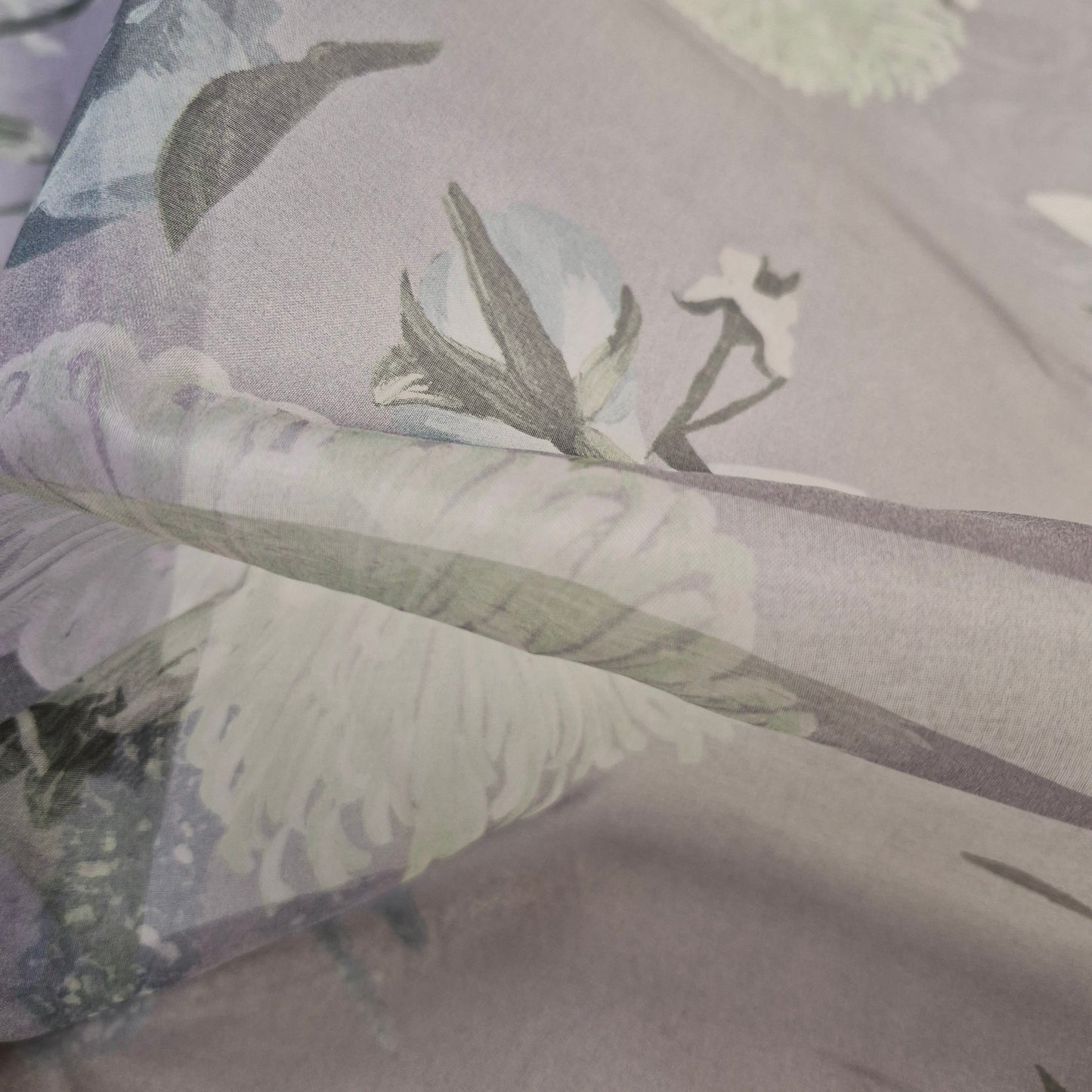 Pure Silk Organza And Satin  Fabric Floral Printed 51" Wide Sold By Metre