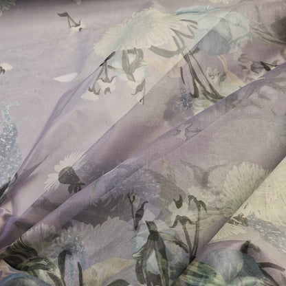 Pure Silk Organza And Satin  Fabric Floral Printed 51" Wide Sold By Metre