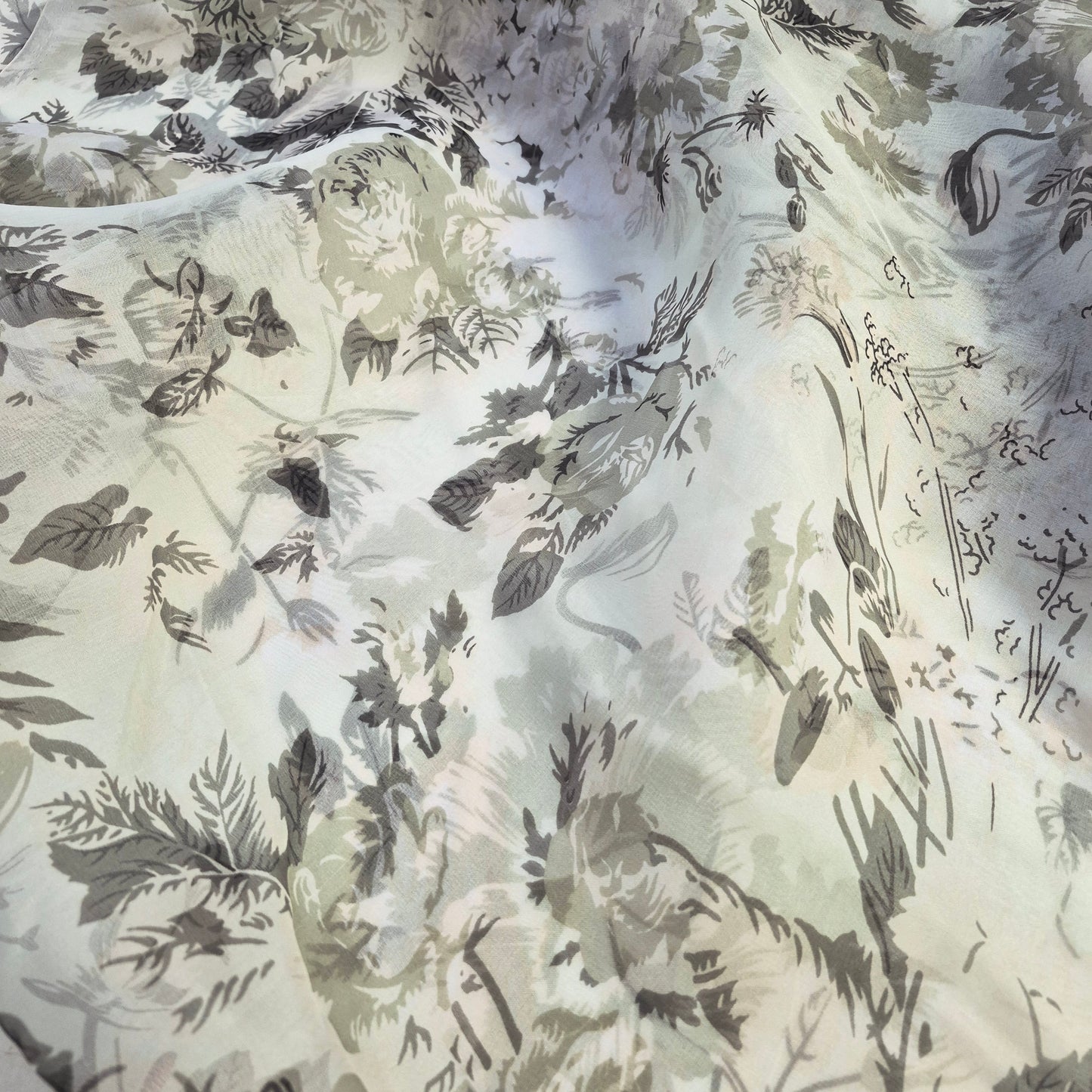 Printed Pure Silk Organza Fabric 43" Wide (Sold By Metre)