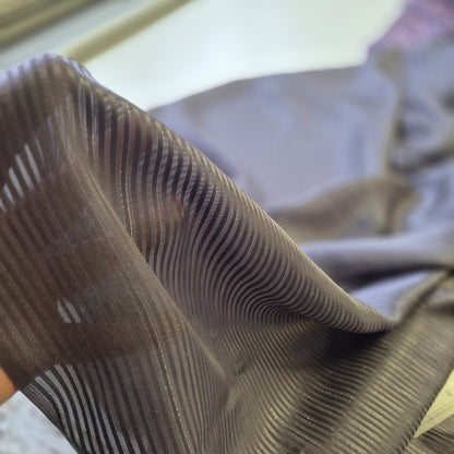 Silk Lurex Chiffon Fabric Satin Striped Grey Colour 55" wide