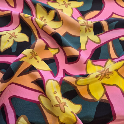 Pure Silk Printed Crepe Fabric 55" Wide Sold By Metre