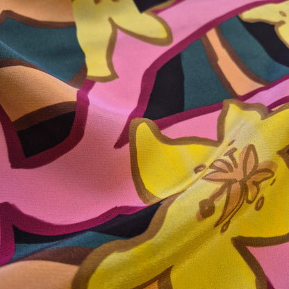 Pure Silk Printed Crepe Fabric 55" Wide Sold By Metre