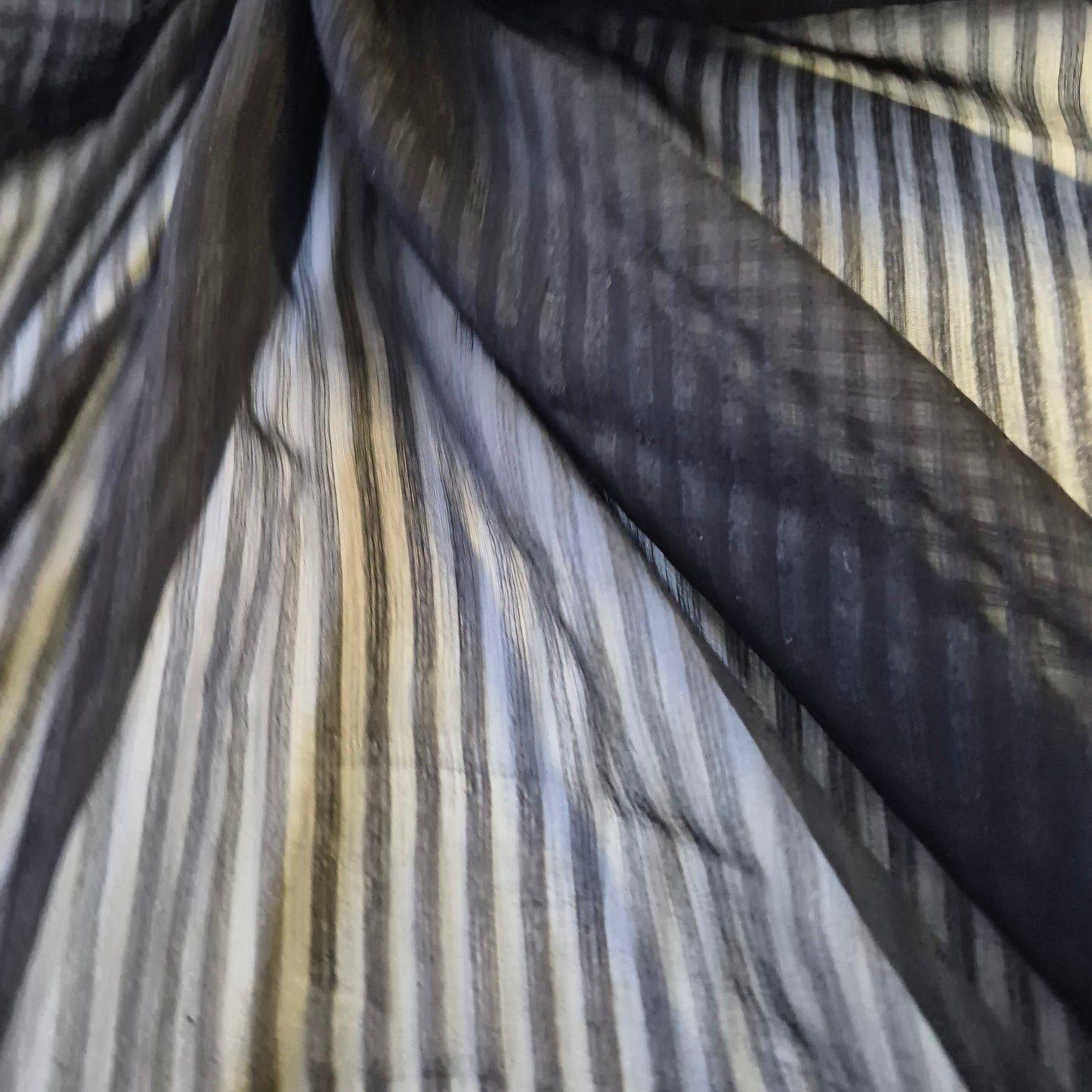 Pure Silk Striped Chiffon Fabric Black Colour 55" Wide