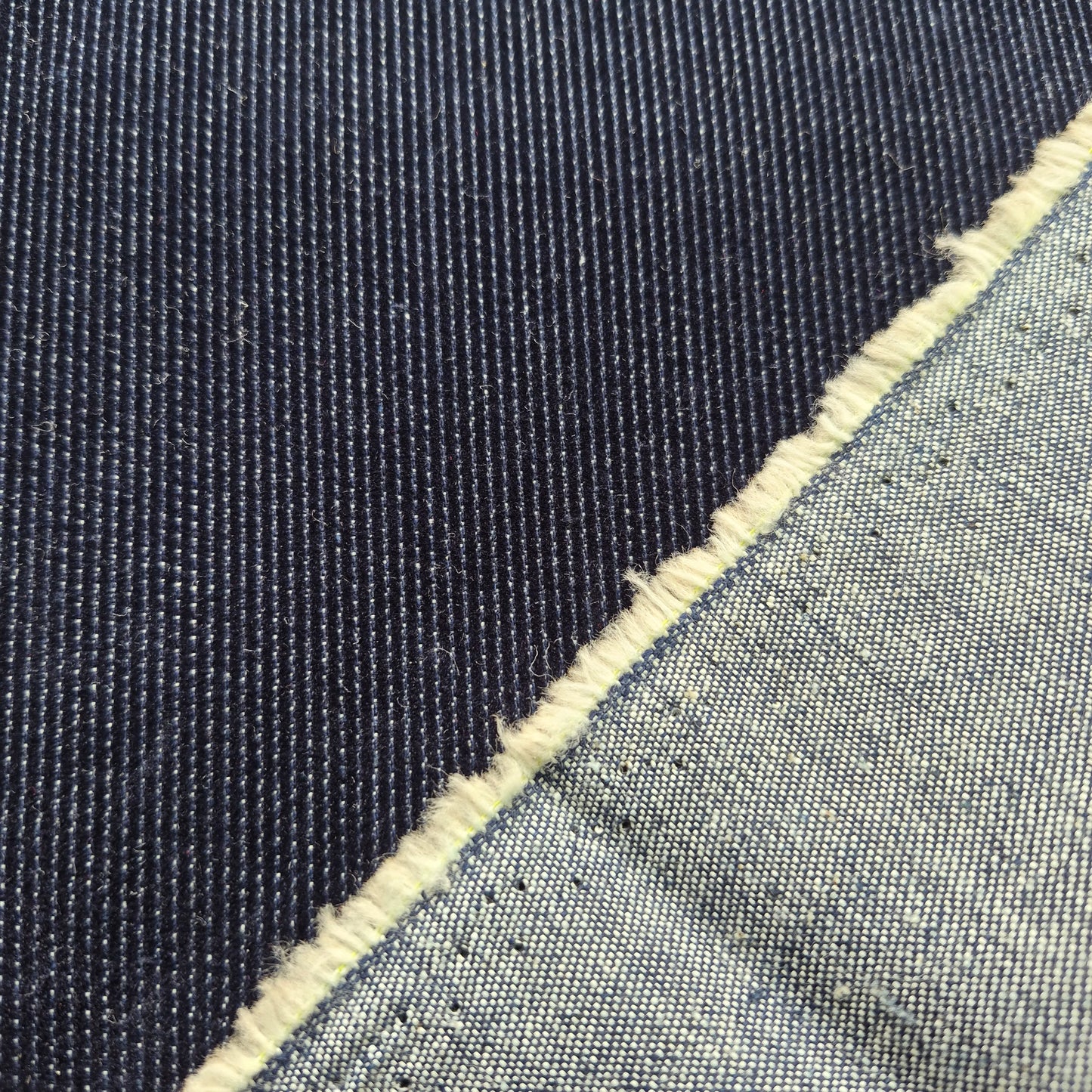 12 oz Tiny Stripes Navy  Flocked Denim Fabric 59" wide