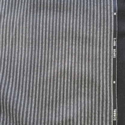 Pure wool suiting Fabric White and Black Stripes 55" wide