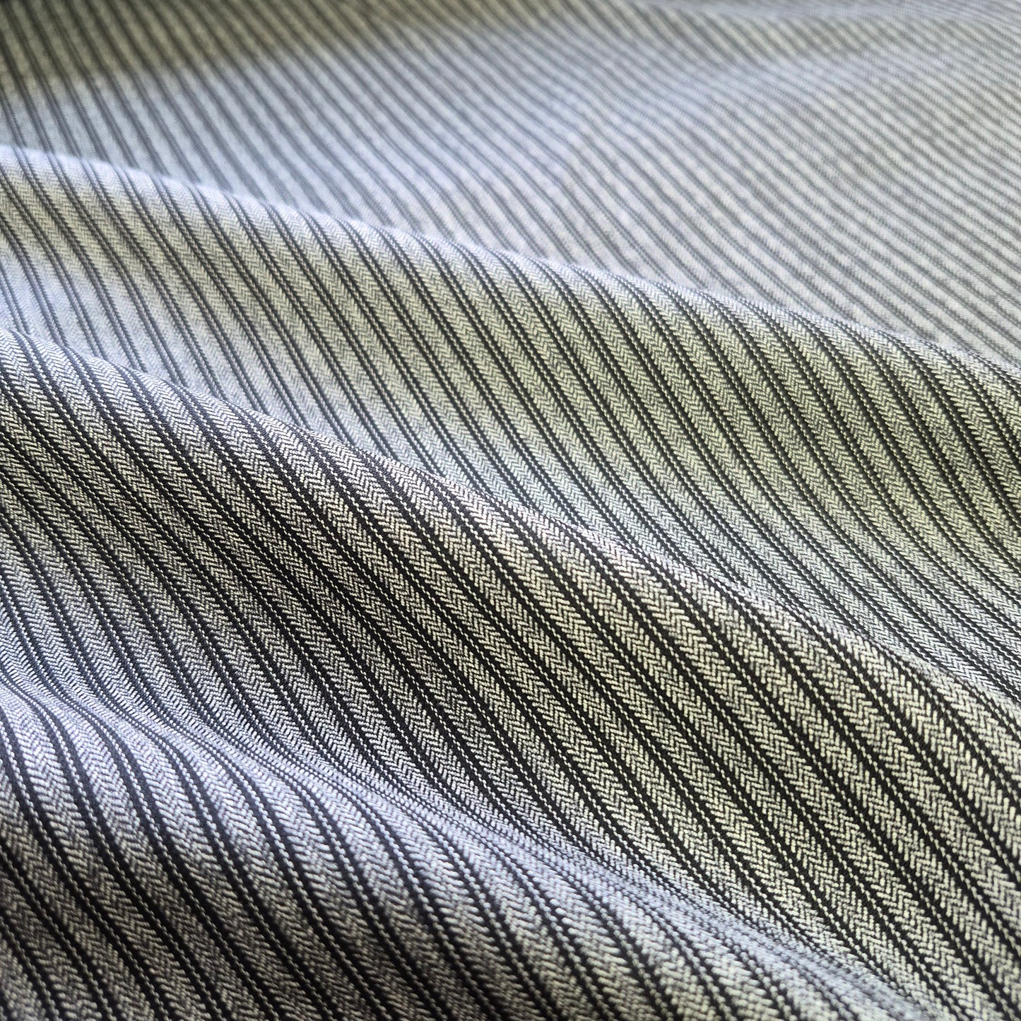 Pure wool suiting Fabric White and Black Stripes 55" wide