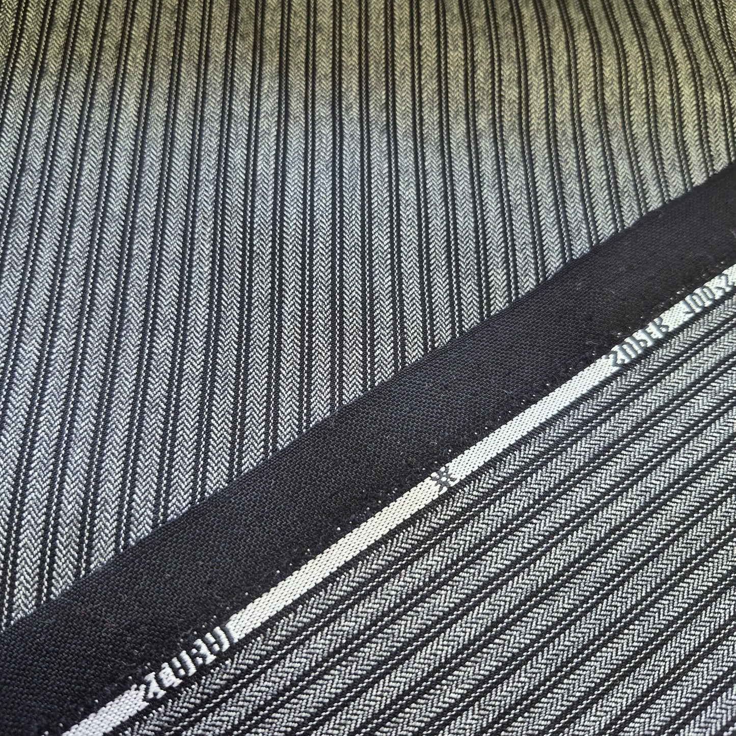 Pure wool suiting Fabric White and Black Stripes 55" wide
