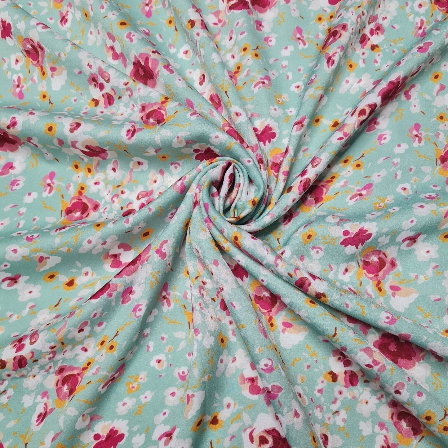 Silky Satin Fabric Floral Printed 55" Wide Sold By Metre