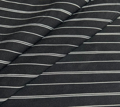 Bengaline Fabric Black White Striped 2-Way Stretch 55'' Wide Sold By The Metre