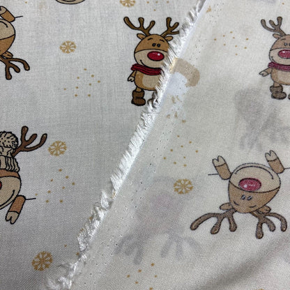 Viscose Fabric Deer Christmas Printed Ivory Colour 55" wide